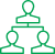 Green line icon of three connected people figures forming a team, representing workplace and collaboration.